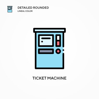 Bilet makinesi vektör simgesi. Modern vektör illüstrasyon kavramları. Düzenlemesi ve kişiselleştirmesi kolay.