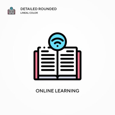 Çevrimiçi öğrenme vektör simgesi. Modern vektör illüstrasyon kavramları. Düzenlemesi ve kişiselleştirmesi kolay.