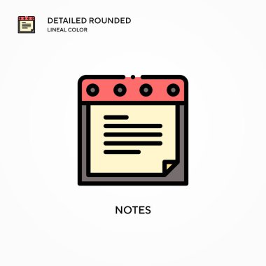 Not vektör simgesi. Modern vektör illüstrasyon kavramları. Düzenlemesi ve kişiselleştirmesi kolay.