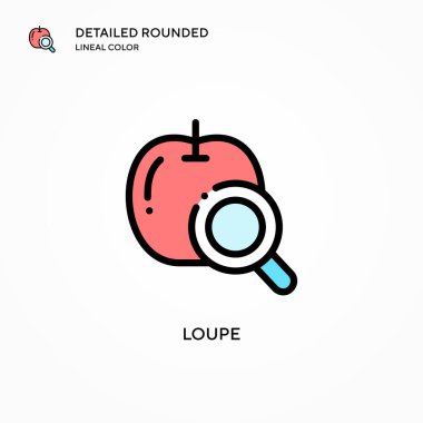 Loupe vektör simgesi. Modern vektör illüstrasyon kavramları. Düzenlemesi ve kişiselleştirmesi kolay.
