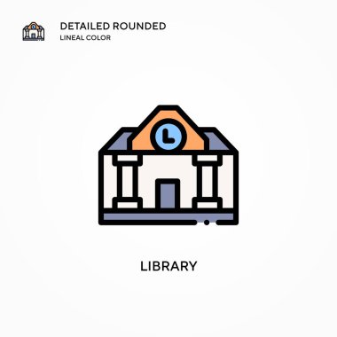 Kütüphane vektör simgesi. Modern vektör illüstrasyon kavramları. Düzenlemesi ve kişiselleştirmesi kolay.