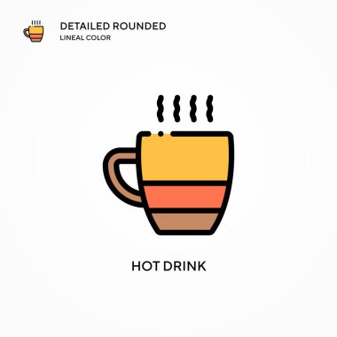 Sıcak içecek vektör simgesi. Modern vektör illüstrasyon kavramları. Düzenlemesi ve kişiselleştirmesi kolay.