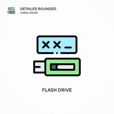 Flash disk vektör simgesi. Modern vektör illüstrasyon kavramları. Düzenlemesi ve kişiselleştirmesi kolay.