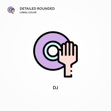 DJ vektör simgesi. Modern vektör illüstrasyon kavramları. Düzenlemesi ve kişiselleştirmesi kolay.