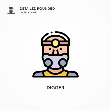 Kazıcı vektör simgesi. Modern vektör illüstrasyon kavramları. Düzenlemesi ve kişiselleştirmesi kolay.