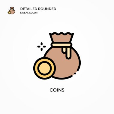 Madeni para vektör simgesi. Modern vektör illüstrasyon kavramları. Düzenlemesi ve kişiselleştirmesi kolay.