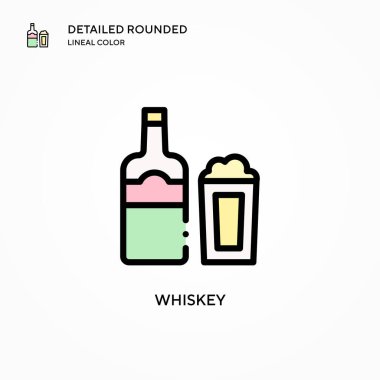 Viski vektör simgesi. Modern vektör illüstrasyon kavramları. Düzenlemesi ve kişiselleştirmesi kolay.