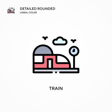 Tren vektör simgesi. Modern vektör illüstrasyon kavramları. Düzenlemesi ve kişiselleştirmesi kolay.