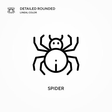 Örümcek vektör simgesi. Modern vektör illüstrasyon kavramları. Düzenlemesi ve kişiselleştirmesi kolay.