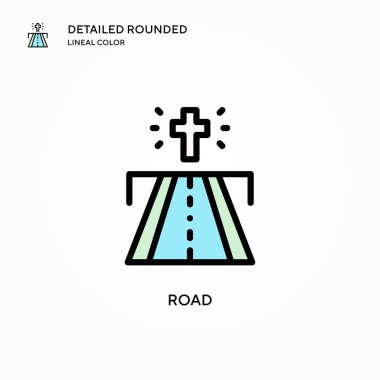 Yol vektör simgesi. Modern vektör illüstrasyon kavramları. Düzenlemesi ve kişiselleştirmesi kolay.