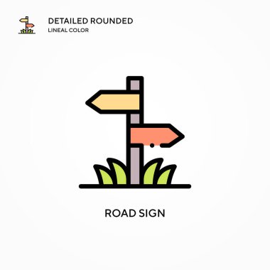 Yol işareti vektör simgesi. Modern vektör illüstrasyon kavramları. Düzenlemesi ve kişiselleştirmesi kolay.