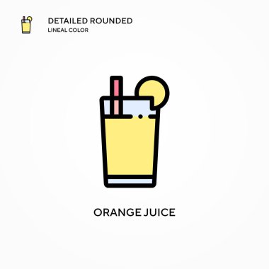 Portakal suyu ikonu. Modern vektör illüstrasyon kavramları. Düzenlemesi ve kişiselleştirmesi kolay.