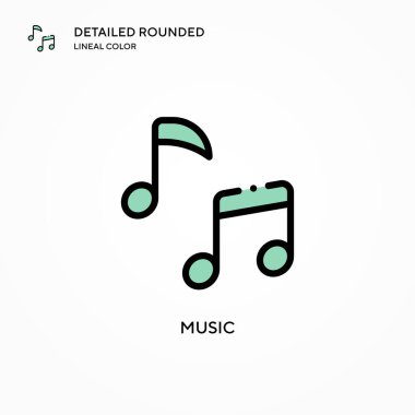 Müzik vektörü simgesi. Modern vektör illüstrasyon kavramları. Düzenlemesi ve kişiselleştirmesi kolay.