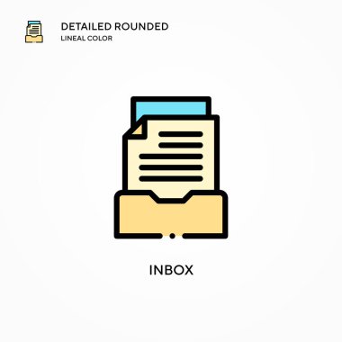 Gelen kutusu vektör simgesi. Modern vektör illüstrasyon kavramları. Düzenlemesi ve kişiselleştirmesi kolay.