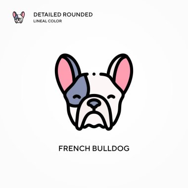 Fransız buldog vektör simgesi. Modern vektör illüstrasyon kavramları. Düzenlemesi ve kişiselleştirmesi kolay.