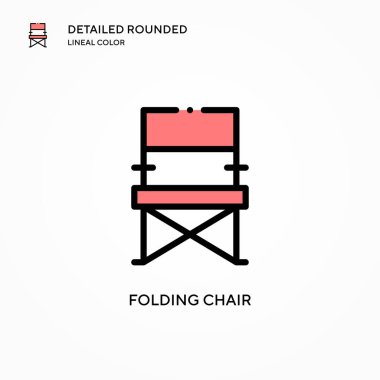 Katlanan sandalye vektör simgesi. Modern vektör illüstrasyon kavramları. Düzenlemesi ve kişiselleştirmesi kolay.