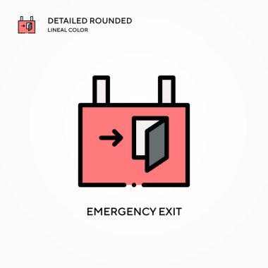 Acil çıkış vektör simgesi. Modern vektör illüstrasyon kavramları. Düzenlemesi ve kişiselleştirmesi kolay.