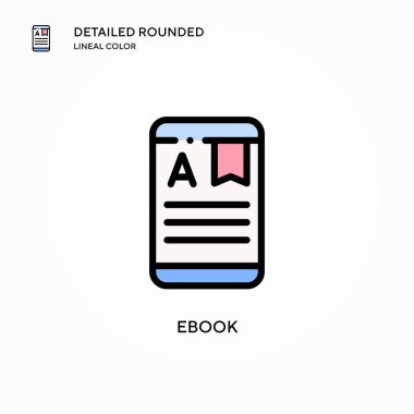 Ebook vektör simgesi. Modern vektör illüstrasyon kavramları. Düzenlemesi ve kişiselleştirmesi kolay.