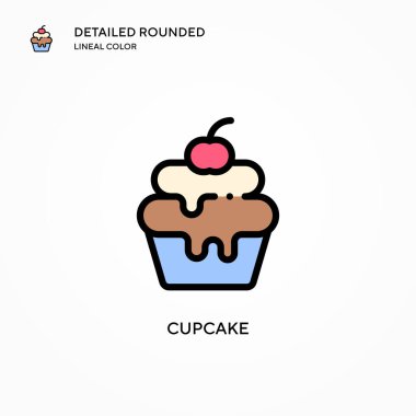 Cupcake vektör simgesi. Modern vektör illüstrasyon kavramları. Düzenlemesi ve kişiselleştirmesi kolay.