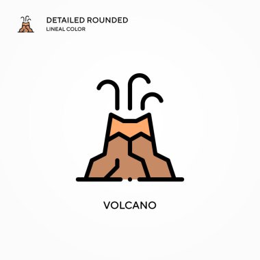 Volkan vektör simgesi. Modern vektör illüstrasyon kavramları. Düzenlemesi ve kişiselleştirmesi kolay.