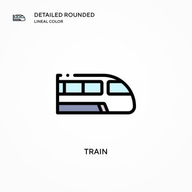 Tren vektör simgesi. Modern vektör illüstrasyon kavramları. Düzenlemesi ve kişiselleştirmesi kolay.