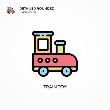Tren oyuncağı vektör simgesi. Modern vektör illüstrasyon kavramları. Düzenlemesi ve kişiselleştirmesi kolay.