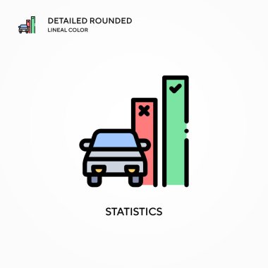 İstatistik vektör simgesi. Modern vektör illüstrasyon kavramları. Düzenlemesi ve kişiselleştirmesi kolay.