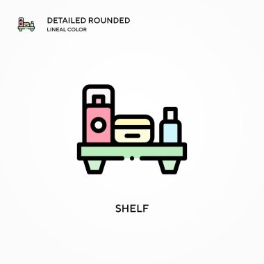 Shelf vektör simgesi. Modern vektör illüstrasyon kavramları. Düzenlemesi ve kişiselleştirmesi kolay.