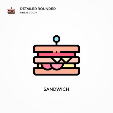 Sandviç vektör simgesi. Modern vektör illüstrasyon kavramları. Düzenlemesi ve kişiselleştirmesi kolay.