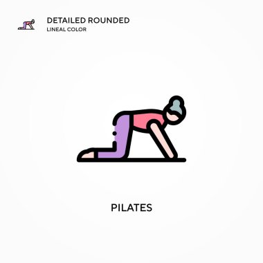 Pilates vektör simgesi. Modern vektör illüstrasyon kavramları. Düzenlemesi ve kişiselleştirmesi kolay.