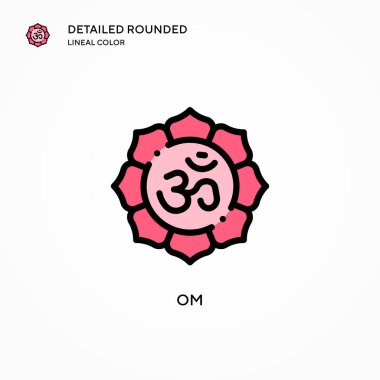 Om vektör simgesi. Modern vektör illüstrasyon kavramları. Düzenlemesi ve kişiselleştirmesi kolay.