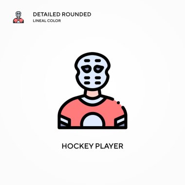 Hokey oyuncusu vektör simgesi. Modern vektör illüstrasyon kavramları. Düzenlemesi ve kişiselleştirmesi kolay.