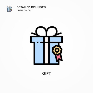 Hediye vektör simgesi. Modern vektör illüstrasyon kavramları. Düzenlemesi ve kişiselleştirmesi kolay.