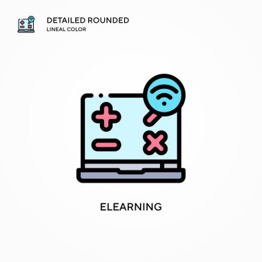Elearning vektör simgesi. Modern vektör illüstrasyon kavramları. Düzenlemesi ve kişiselleştirmesi kolay.