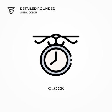 Saat vektör simgesi. Modern vektör illüstrasyon kavramları. Düzenlemesi ve kişiselleştirmesi kolay.