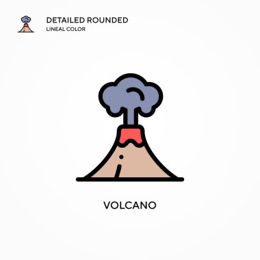 Volkan vektör simgesi. Modern vektör illüstrasyon kavramları. Düzenlemesi ve kişiselleştirmesi kolay.