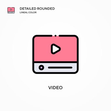 Video vektör simgesi. Modern vektör illüstrasyon kavramları. Düzenlemesi ve kişiselleştirmesi kolay.