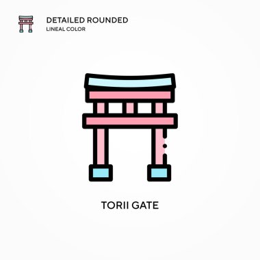 Torii geçit vektör simgesi. Modern vektör illüstrasyon kavramları. Düzenlemesi ve kişiselleştirmesi kolay.