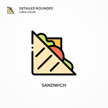Sandviç vektör simgesi. Modern vektör illüstrasyon kavramları. Düzenlemesi ve kişiselleştirmesi kolay.