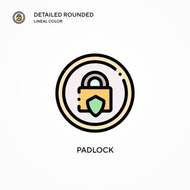 Asma kilit vektör simgesi. Modern vektör illüstrasyon kavramları. Düzenlemesi ve kişiselleştirmesi kolay.