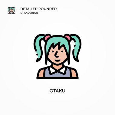 Otaku vektör simgesi. Modern vektör illüstrasyon kavramları. Düzenlemesi ve kişiselleştirmesi kolay.