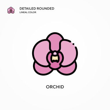 Orkide vektör simgesi. Modern vektör illüstrasyon kavramları. Düzenlemesi ve kişiselleştirmesi kolay.