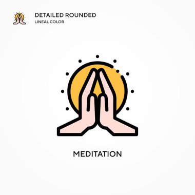 Meditasyon vektör simgesi. Modern vektör illüstrasyon kavramları. Düzenlemesi ve kişiselleştirmesi kolay.