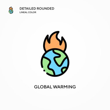 Küresel ısınma vektör simgesi. Modern vektör illüstrasyon kavramları. Düzenlemesi ve kişiselleştirmesi kolay.