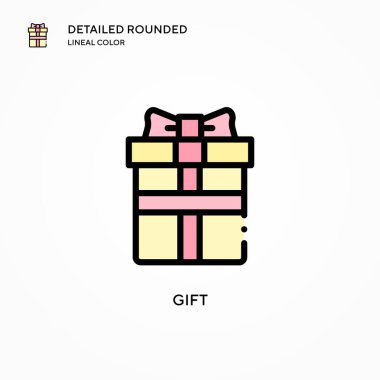 Hediye vektör simgesi. Modern vektör illüstrasyon kavramları. Düzenlemesi ve kişiselleştirmesi kolay.