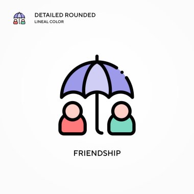 Dostluk vektör simgesi. Modern vektör illüstrasyon kavramları. Düzenlemesi ve kişiselleştirmesi kolay.