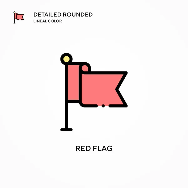 赤い旗のベクトルアイコン 現代のベクトル図の概念 編集とカスタマイズが簡単 — ストックベクタ
