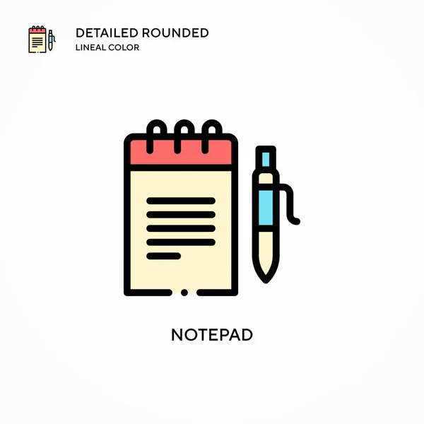 Icono Del Vector Del Bloc Notas Conceptos Modernos Ilustración Vectorial — Vector de stock