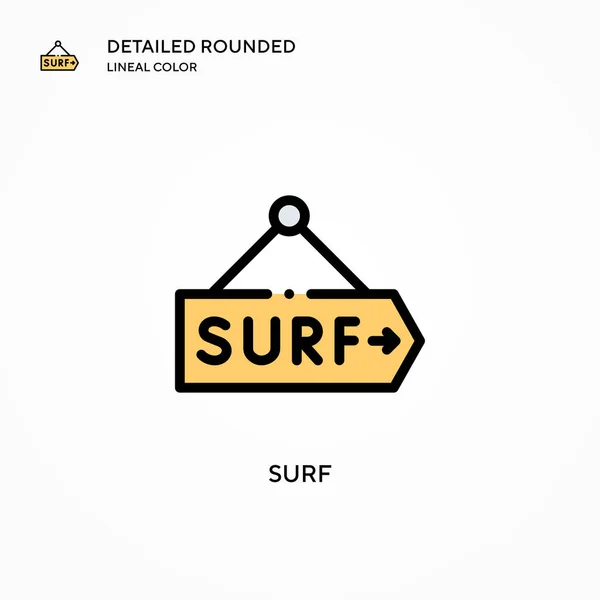 Icono Del Vector Surf Conceptos Modernos Ilustración Vectorial Fácil Editar — Vector de stock