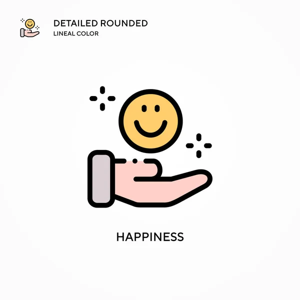 Happiness Vector Icon Modern Vector Illustration Concepts Easy Edit Customize — Stock Vector